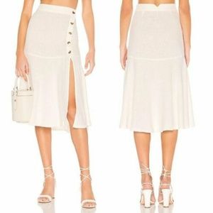 Free People White Button Front Midi Poppy Skirt